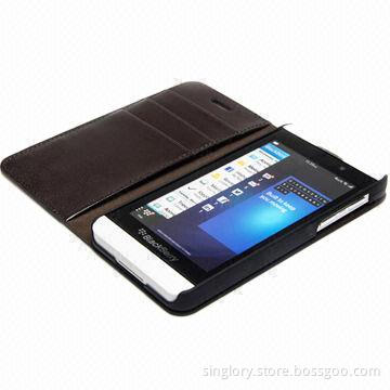 Wallet Leather Case for RIM's BlackBerry Z10 with Credit Card Holder